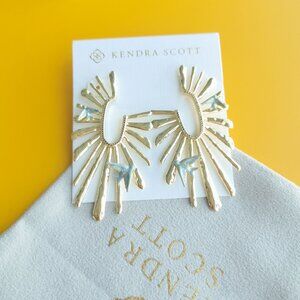 Kendra Scott Melody Gold Blue Enamel Hoop Earrings